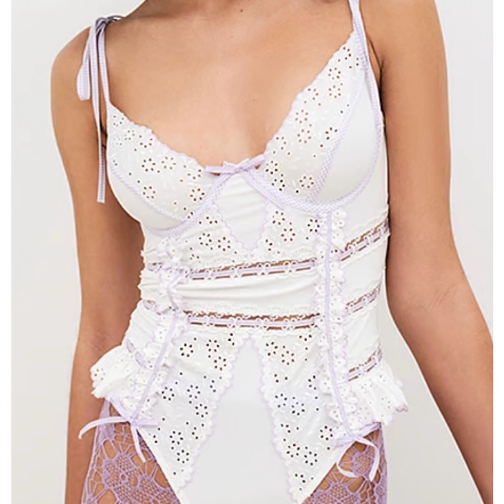 NWT FOR LOVE & LEMONS SWIRL EYELET TEDDY!